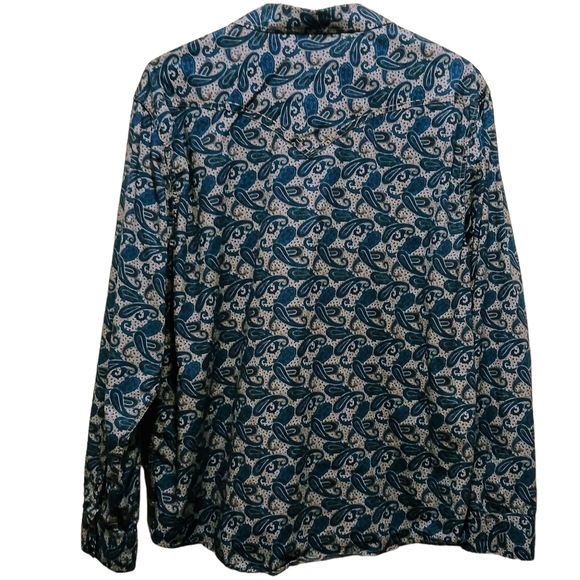 Men's XXL Blue Paisley Regular Fit Authenic Western Shirt W/Pearl Snaps - Picture 7 of 7